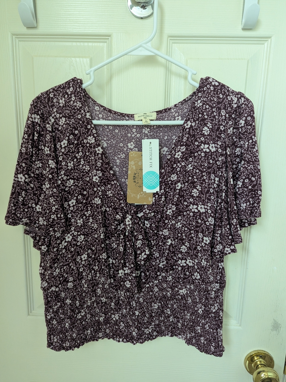 StichFix - Athena Smocked Crop Top — Deep Plum